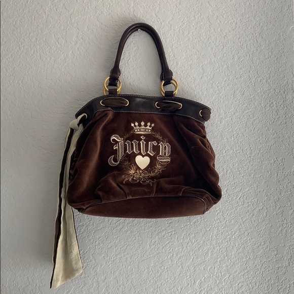 Juicy Couture Handbags - brown juicy couture velour bag